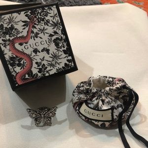 Gucci crystal studded Butterfly Ring